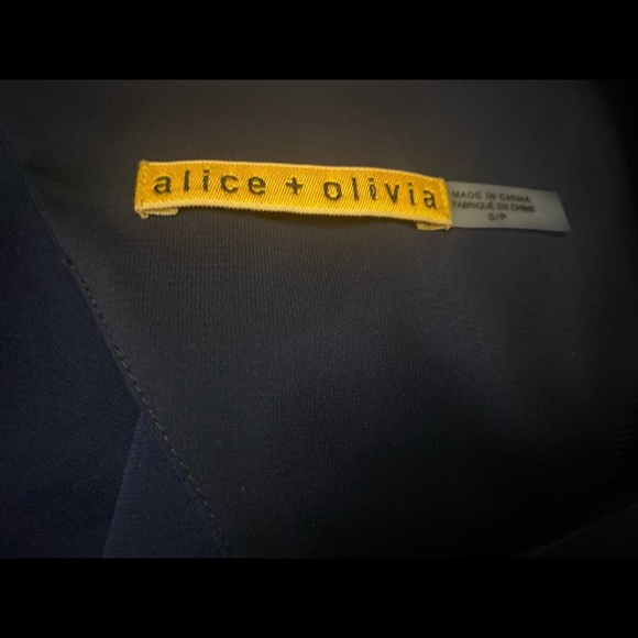 Alice‎ + Olivia Silk Mini Dress Navy Blue - Size Small Petite - Picture 7 of 8